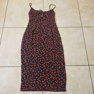 Princess Polly NODA MIDI DRESS BLACK/RED used size 2 length 43in